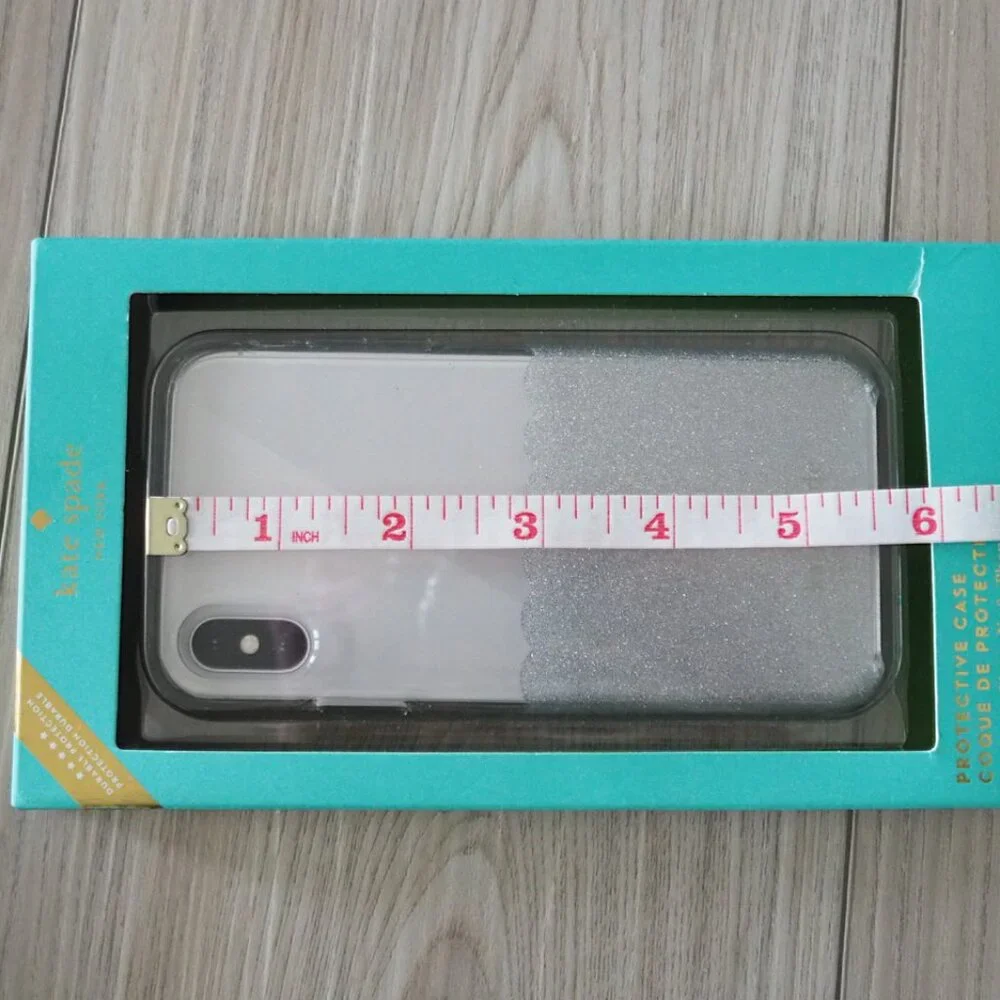 NWT Kate Spade iPhone X & Xs Clear Silver Glitter and clear Protective Case NIB